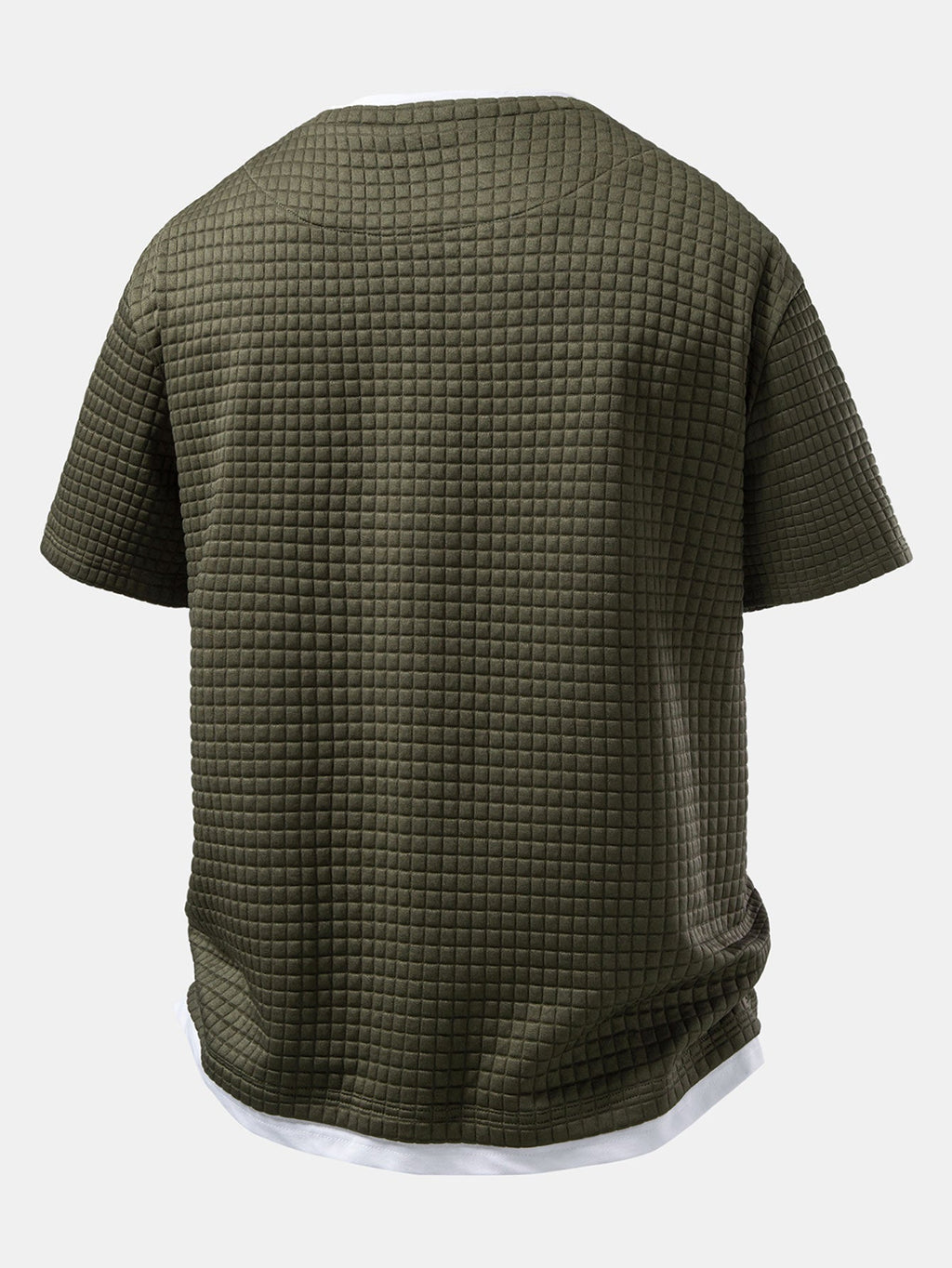 Relax Fit 2 In 1 Waffle Notched Collar T-Shirt