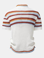 Stripe Button Up Knit Shirt & Straight Leg Linen Pants