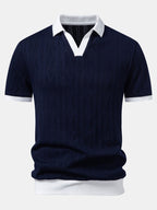 Contrast Geometry Jacquard Knit Polo & Slim Fit Tapered Trousers