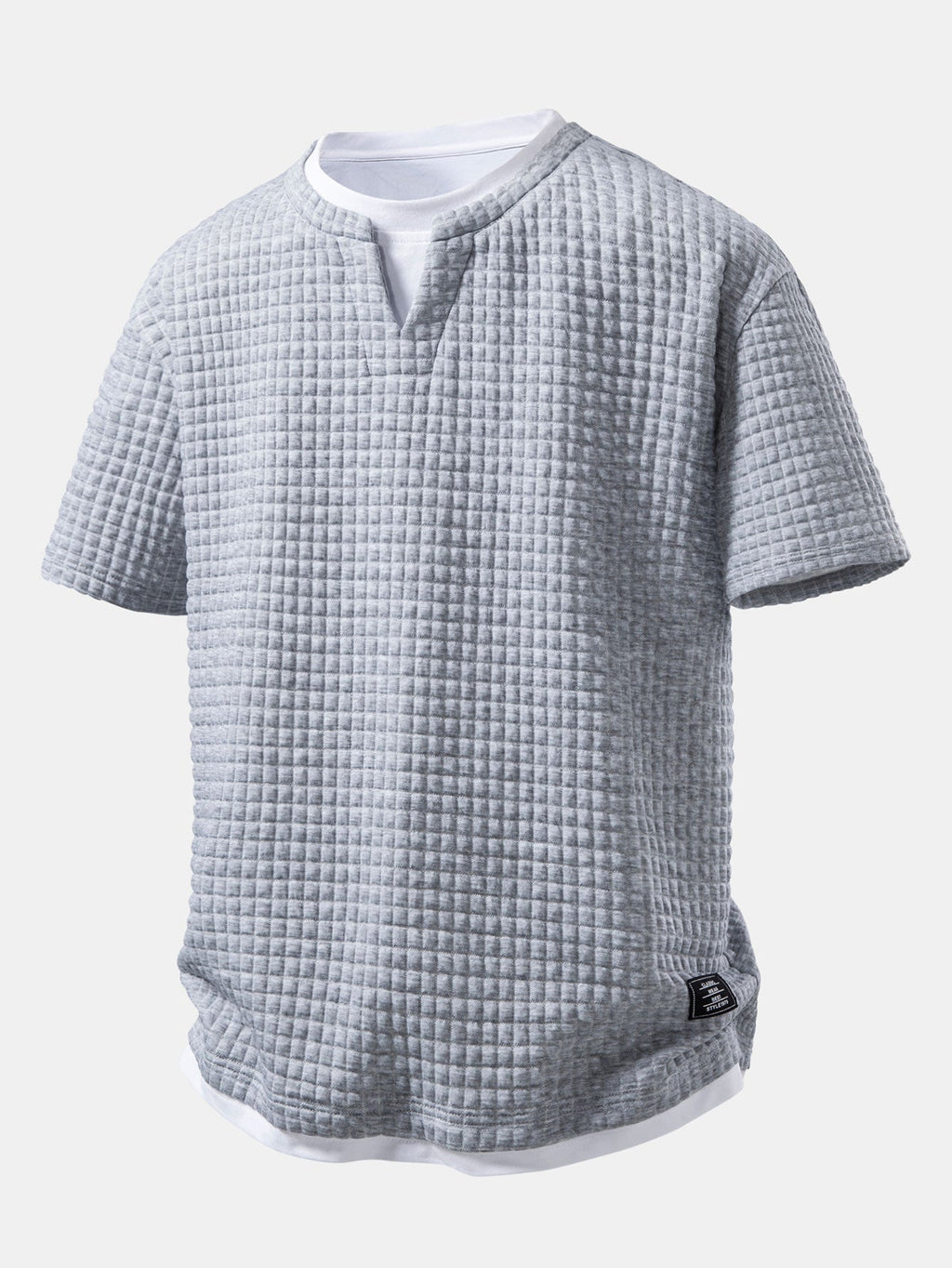 2 In 1 Waffle Notched Collar T-Shirt & Drawstring 7" Shorts Set