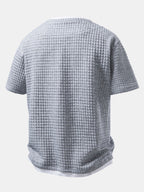 Relax Fit 2 In 1 Waffle Notched Collar T-Shirt
