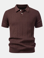 Geometric Jacquard Knit Polo