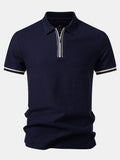 Contrast Trim Zipper Polo