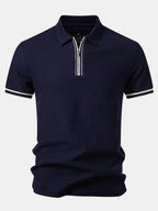 Contrast Trim Zipper Polo