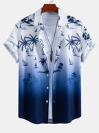 Gradient Island Palm Tree Print Shirt & Swim Shorts