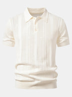 Striped Open Knit Polo