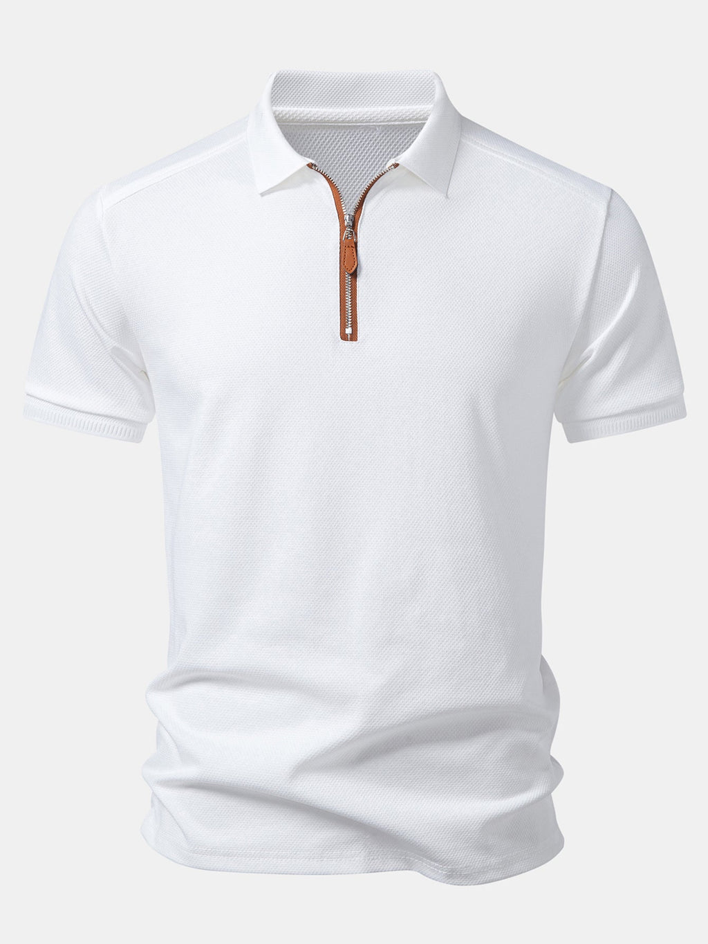 Textured Zipper Polo