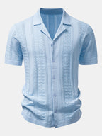 Textured Jacquard Open Knit Shirt & Crinkle Textured Straight Leg Pants