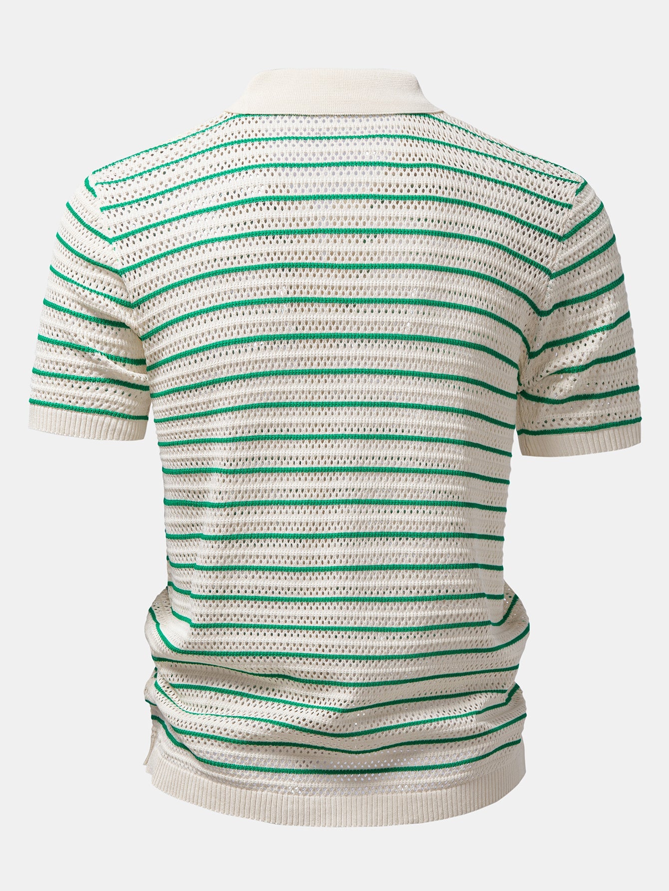 Stripe Open Knit Shirt & Crinkle Textured Drawstring 5" Shorts