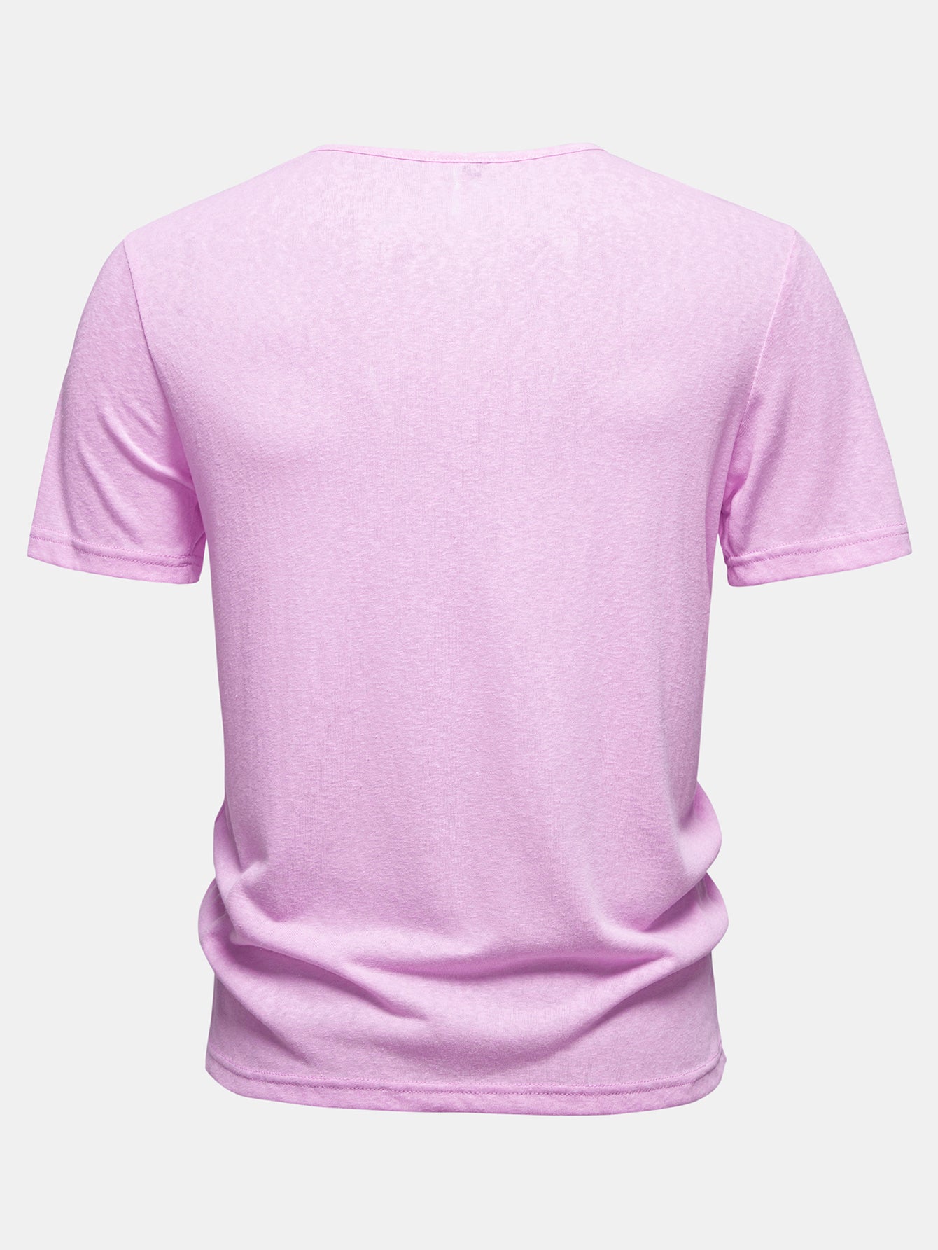 Lightweight Linen Look Notched Collar T-Shirt