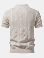 Linen Textured Knit Polo & Slim Fit Tapered Trousers