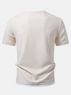 Regular Fit 2 In 1 Notched Collar Waffle T-Shirt