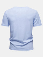 Lightweight Linen Look Deep Notched Collar T-Shirt