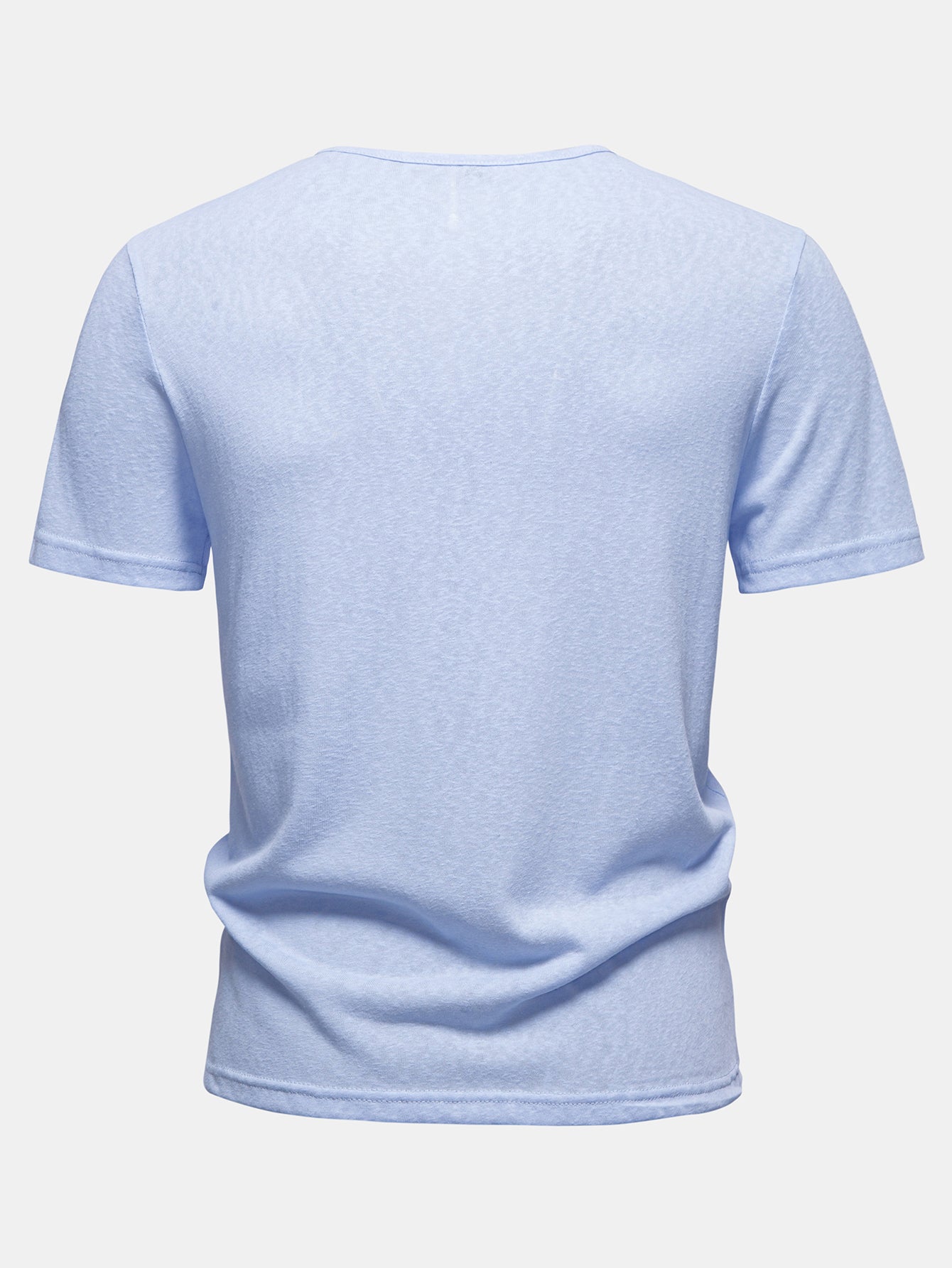 Lightweight Linen Look Deep Notched Collar T-Shirt