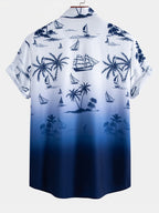 Gradient Island Palm Tree Print Shirt & Swim Shorts