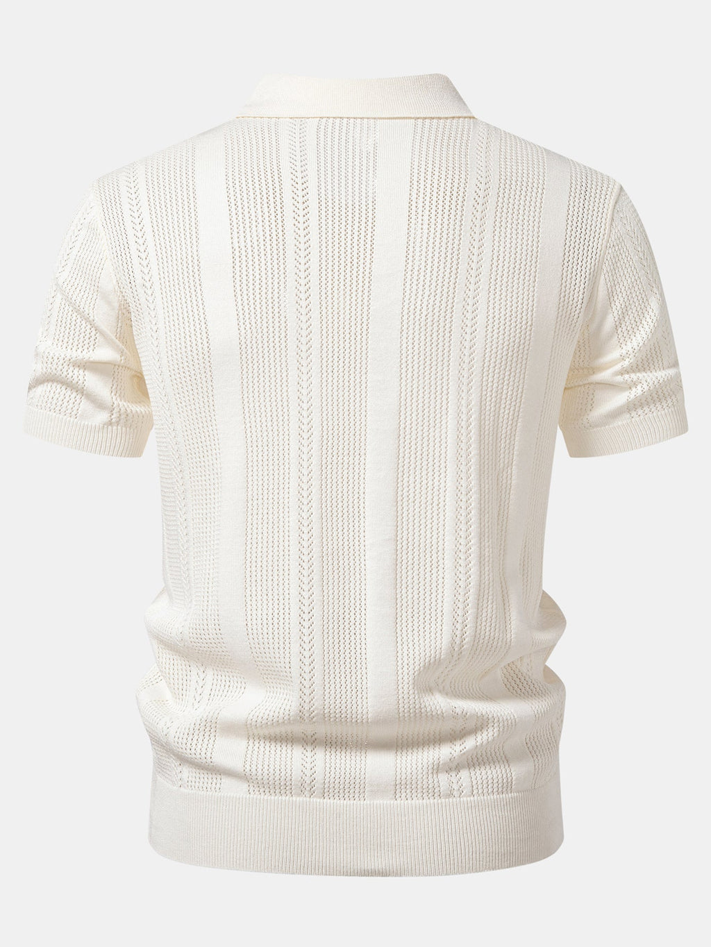Striped Open Knit Polo