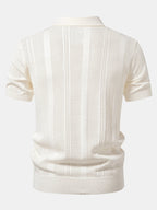 Striped Open Knit Polo