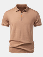 Textured Zipper Polo