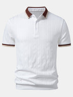 Contrast Trim Textured Knit Polo