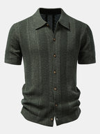 Linen Textured Knit Shirt & Slim Fit Tapered Trousers