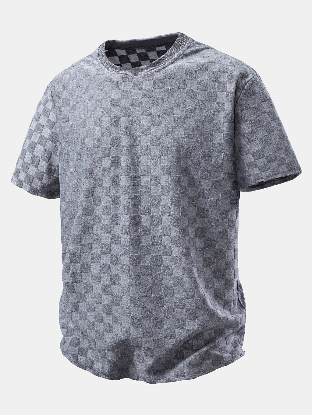 Relax Fit Checkerboard Jacquard  T-Shirt