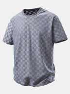 Relax Fit Checkerboard Jacquard  T-Shirt