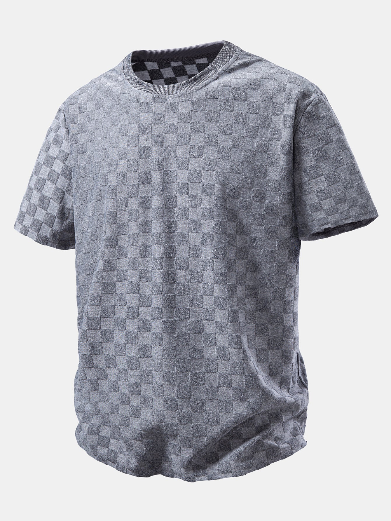 Relax Fit Checkerboard Jacquard  T-Shirt