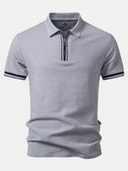 Contrast Trim Zipper Polo