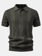 Linen Textured Knit Polo & Slim Fit Tapered Trousers