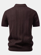 Geometric Jacquard Knit Polo & Slim Fit Tapered Trousers