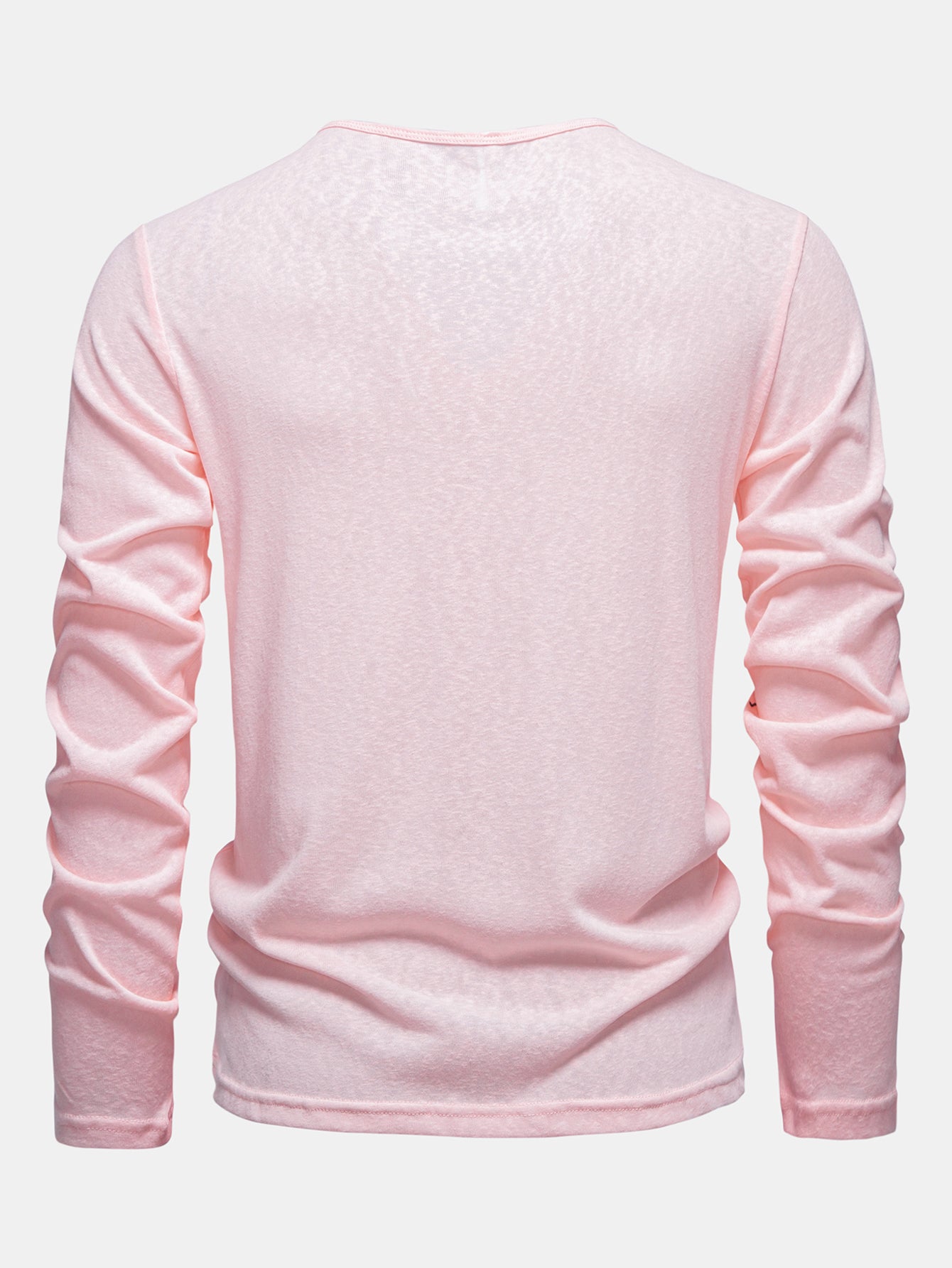 Long Sleeve Lightweight Linen Look V Neck T-Shirt