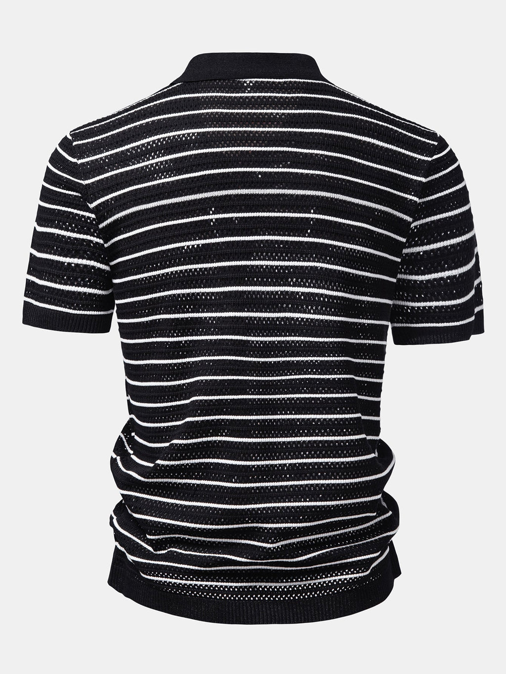 Stripe Open Knit Shirt & Crinkle Textured Drawstring 5" Shorts