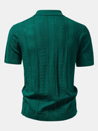 Textured Jacquard Open Knit Shirt & Crinkle Textured Straight Leg Pants