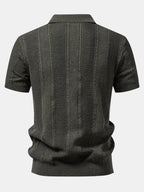 Linen Textured Knit Polo & Slim Fit Tapered Trousers
