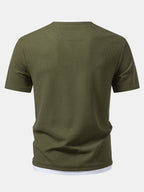 Regular Fit 2 In 1 Notched Collar Waffle T-Shirt