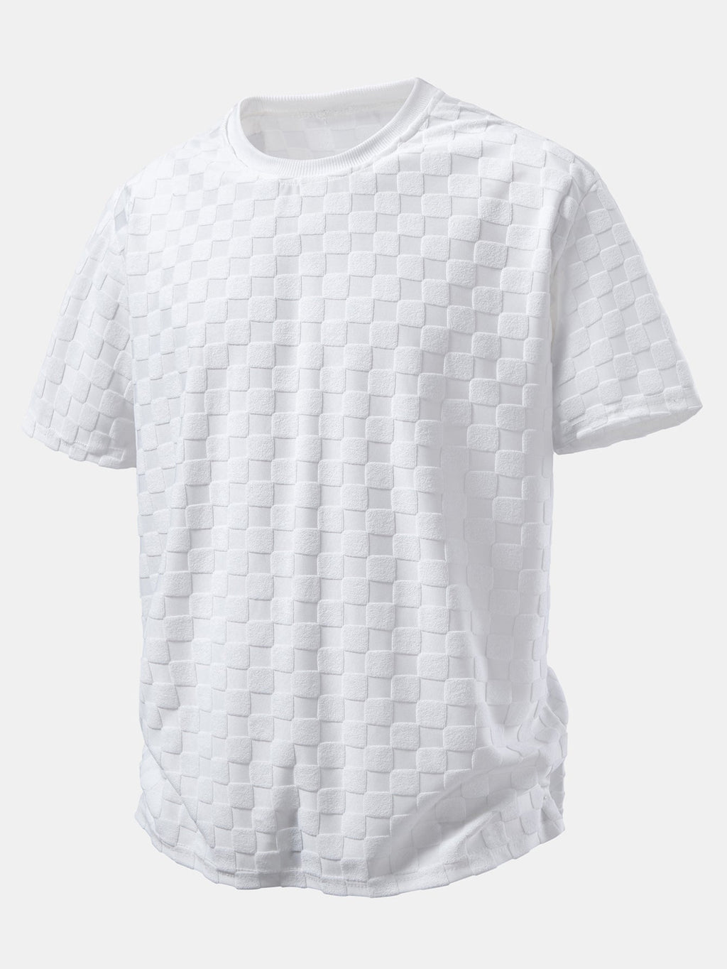 Relax Fit Checkerboard Jacquard  T-Shirt