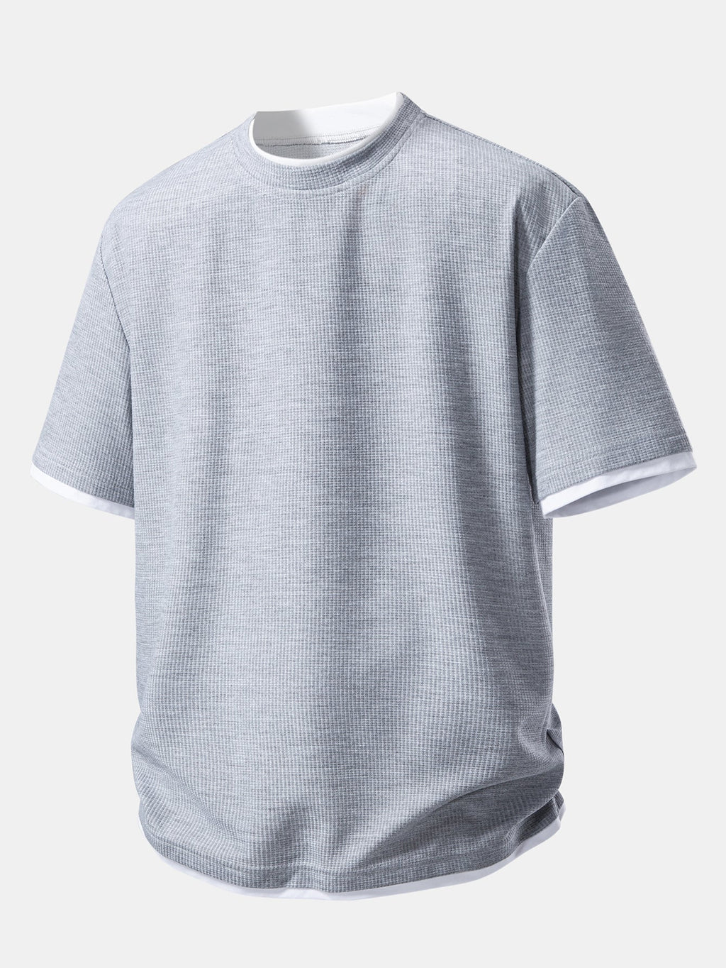 Relax Fit 2 In 1 Waffle Crew Collar T-Shirt & Waffle 7″‌ Shorts