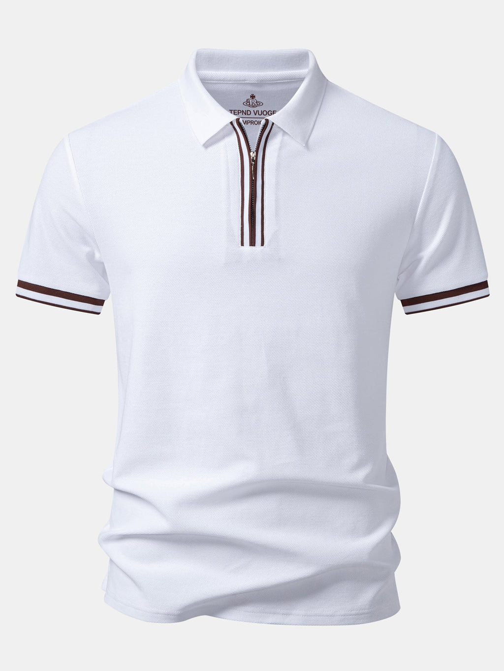 Contrast Trim Zipper Polo