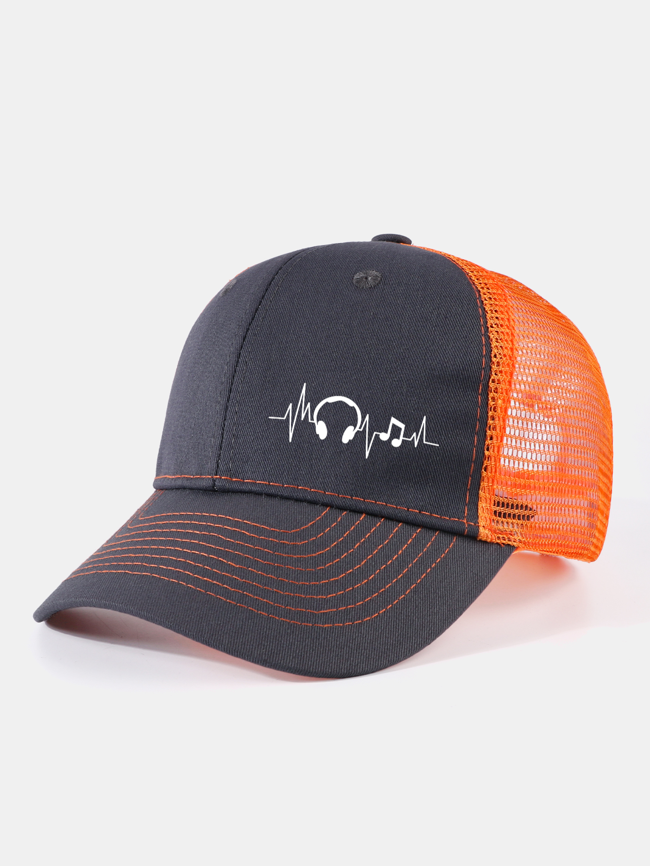 Musical Heartbeat Print Mesh Baseball Cap