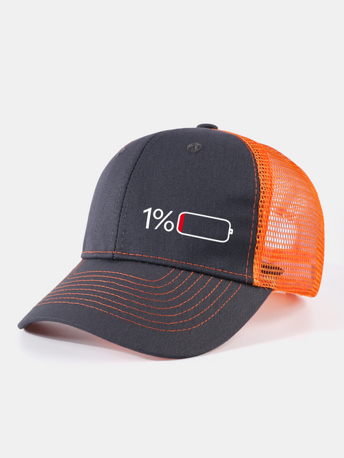 1% Battery Print Mesh Baseball Cap