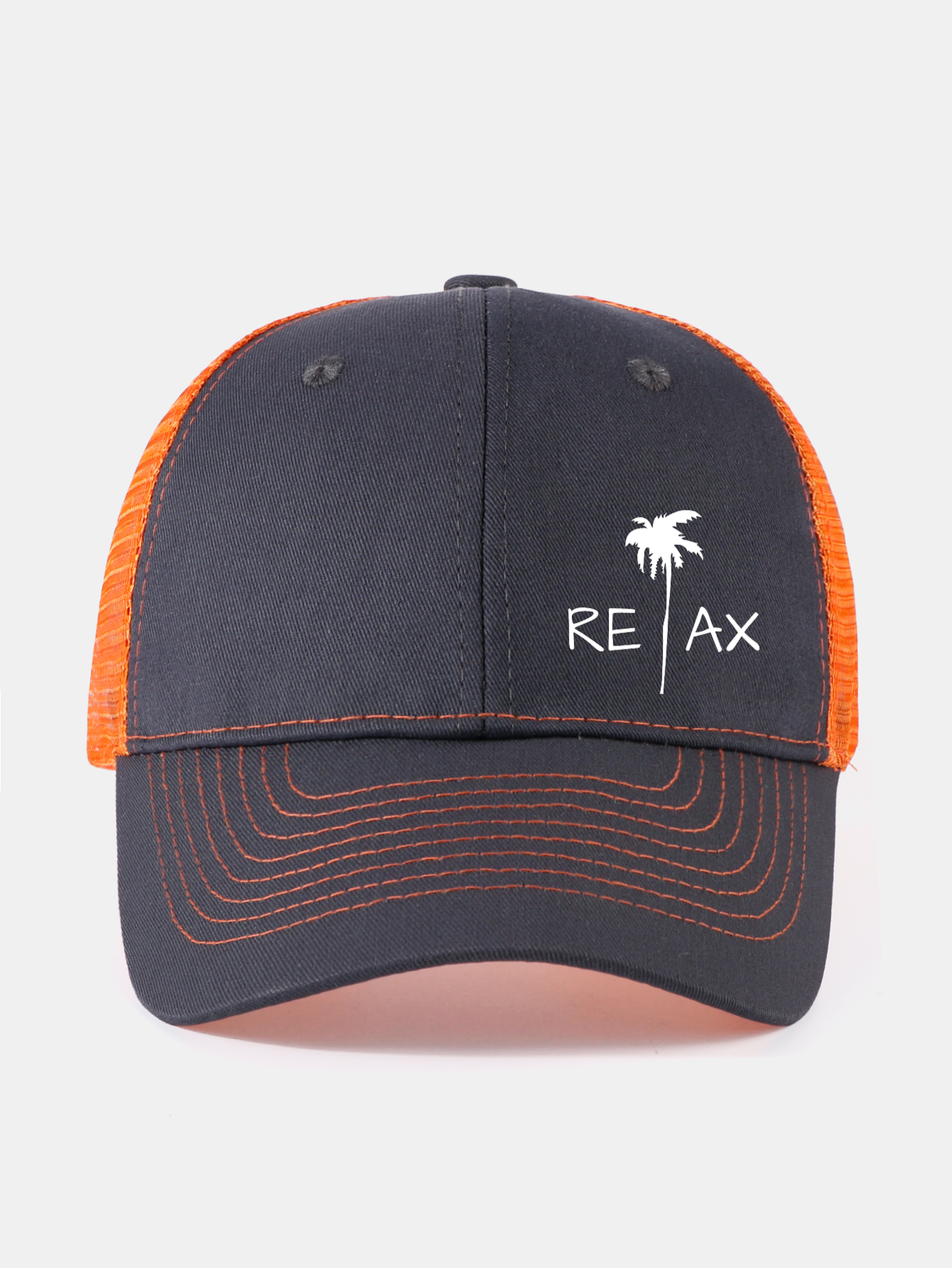 Relax Palm Tree Print Mesh Baseball Cap