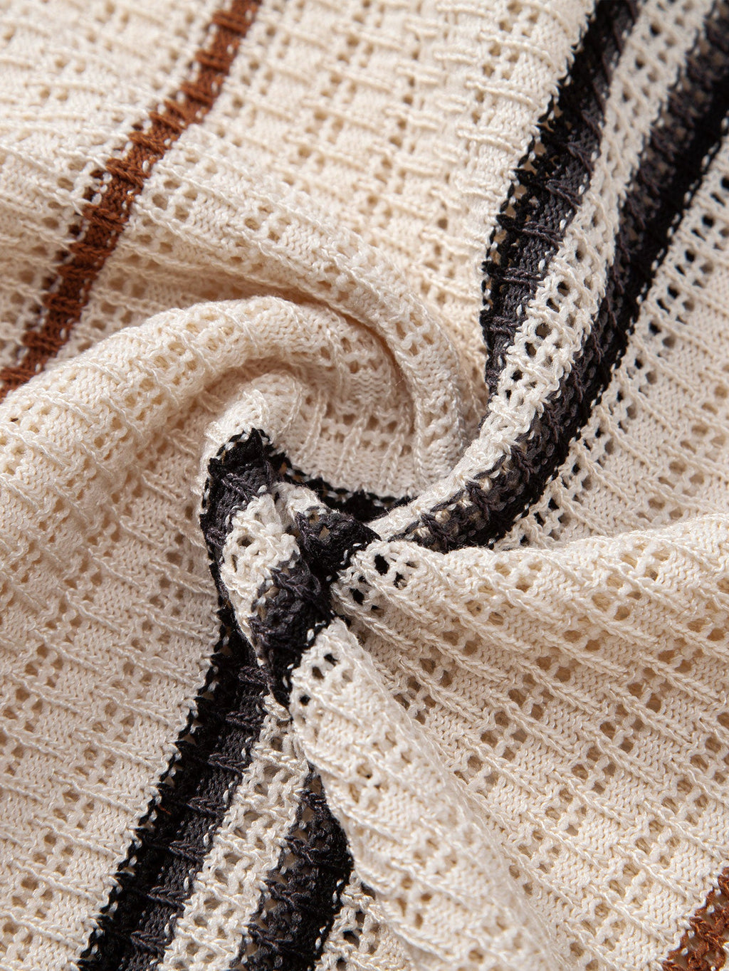 Stripe Textured Knit Shirt & Straight Leg Linen Pants