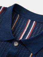 Stripe Textured Knit Shirt & Straight Leg Linen Pants