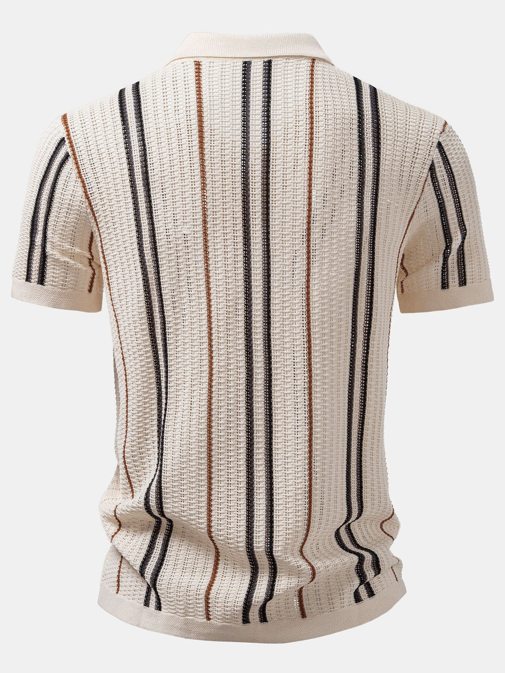 Stripe Textured Knit Shirt & Straight Leg Linen Pants