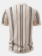 Stripe Textured Knit Shirt & Straight Leg Linen Pants