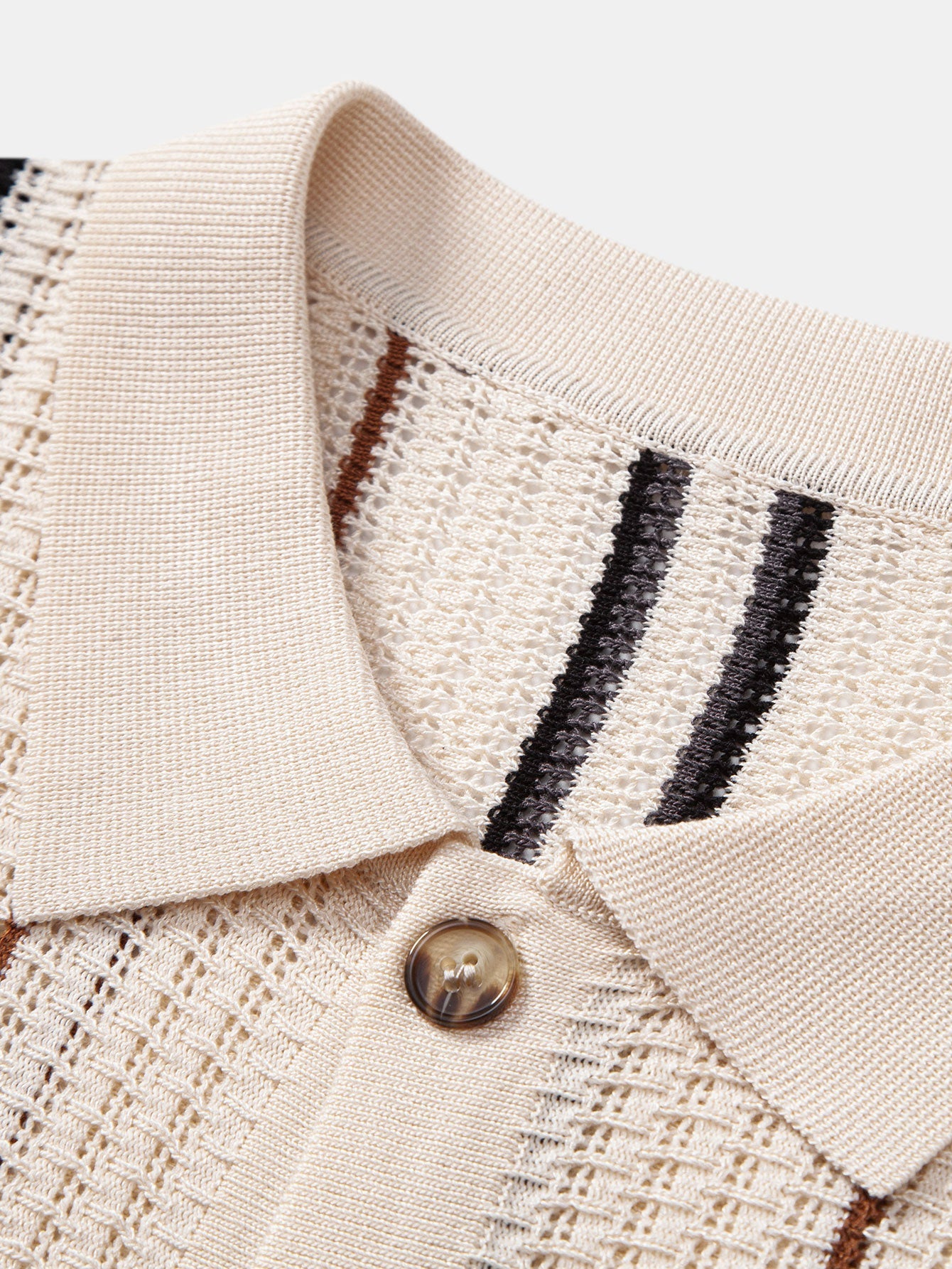 Stripe Textured Knit Shirt & Straight Leg Linen Pants
