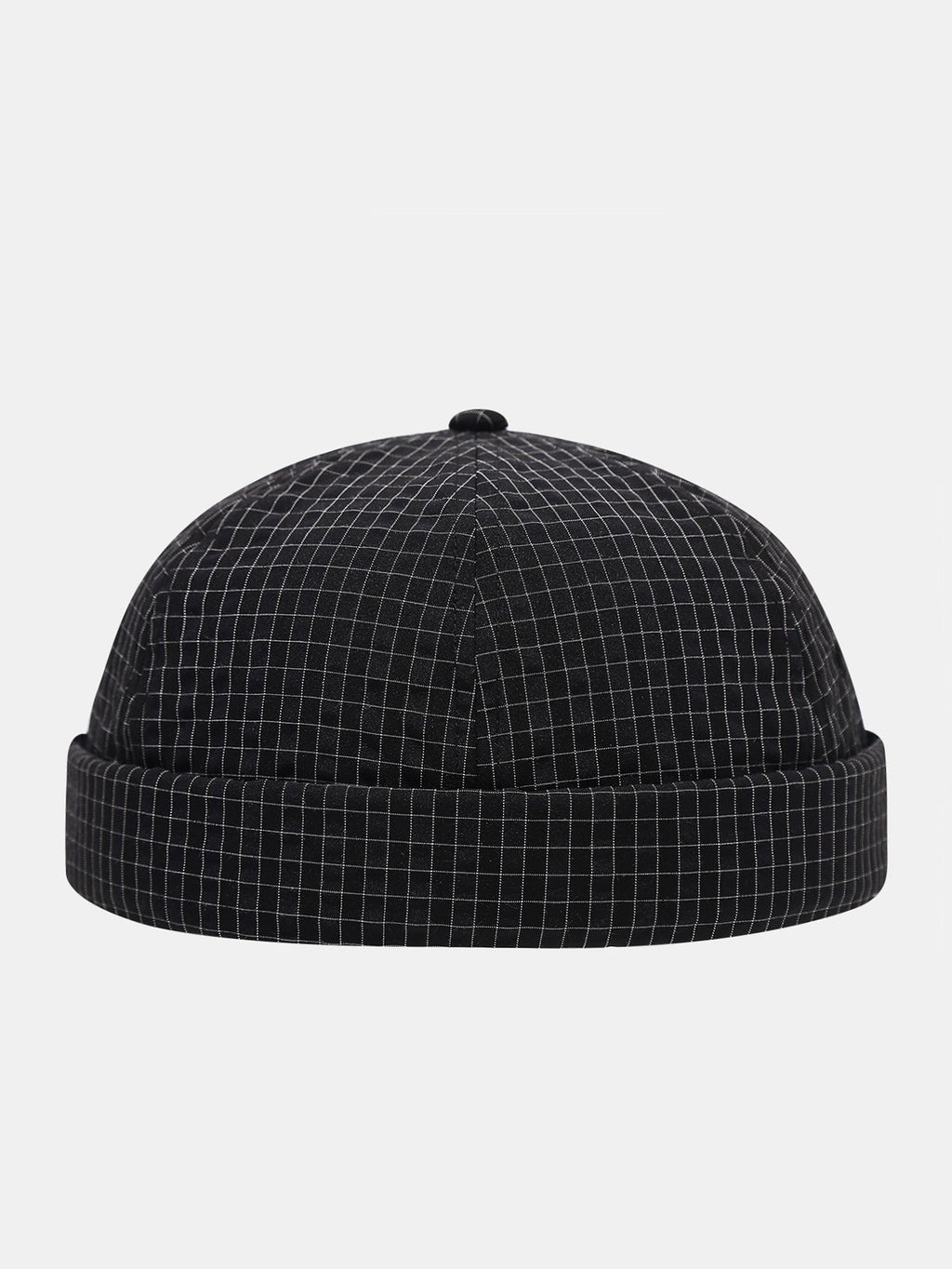 Quick Dry Grid Textured Roll Cuff Docker Cap -  Adjustable Plastic Buckle Streetwear Skull Hat