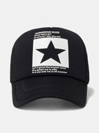 Star Graphic Trucker Cap | Mesh Back Adjustable Snapback Casual Streetwear Baseball Hat