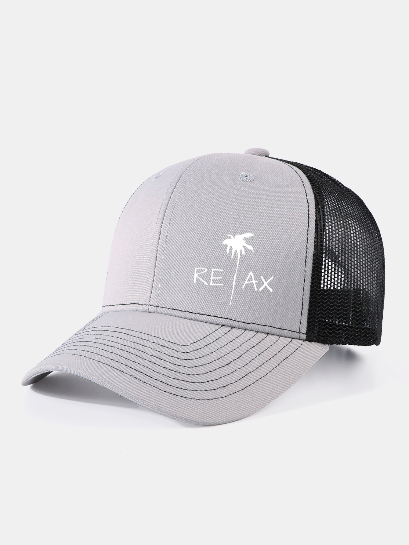 Relax Palm Tree Print Mesh Baseball Cap