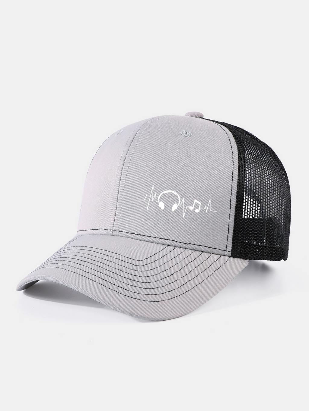 Musical Heartbeat Print Mesh Baseball Cap